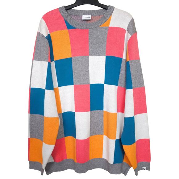 Cashmere Sound Antonio Scala Color Block Checkered Pullover Sweater Large - Picture 1 of 7
